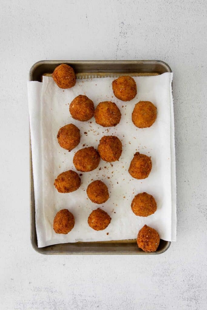 Fried arancini balls.