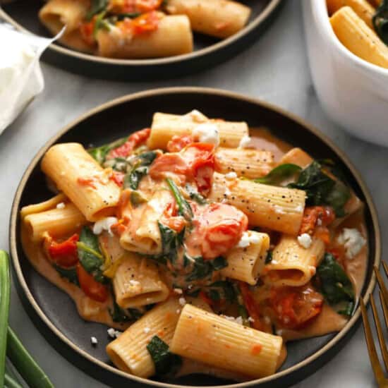 goat cheese pasta on plate