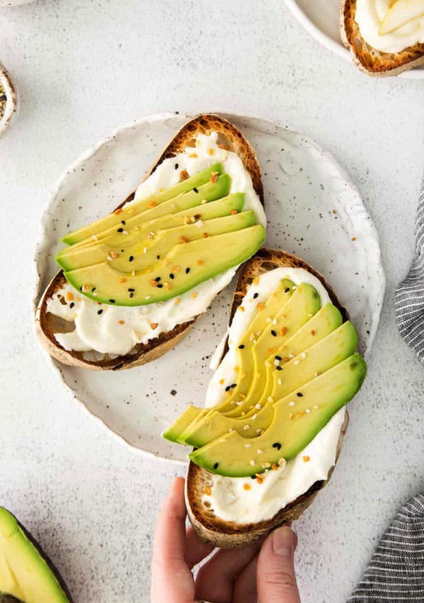 ricotta toast on plate