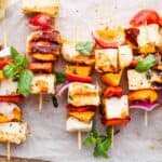 grilled halloumi on skewers