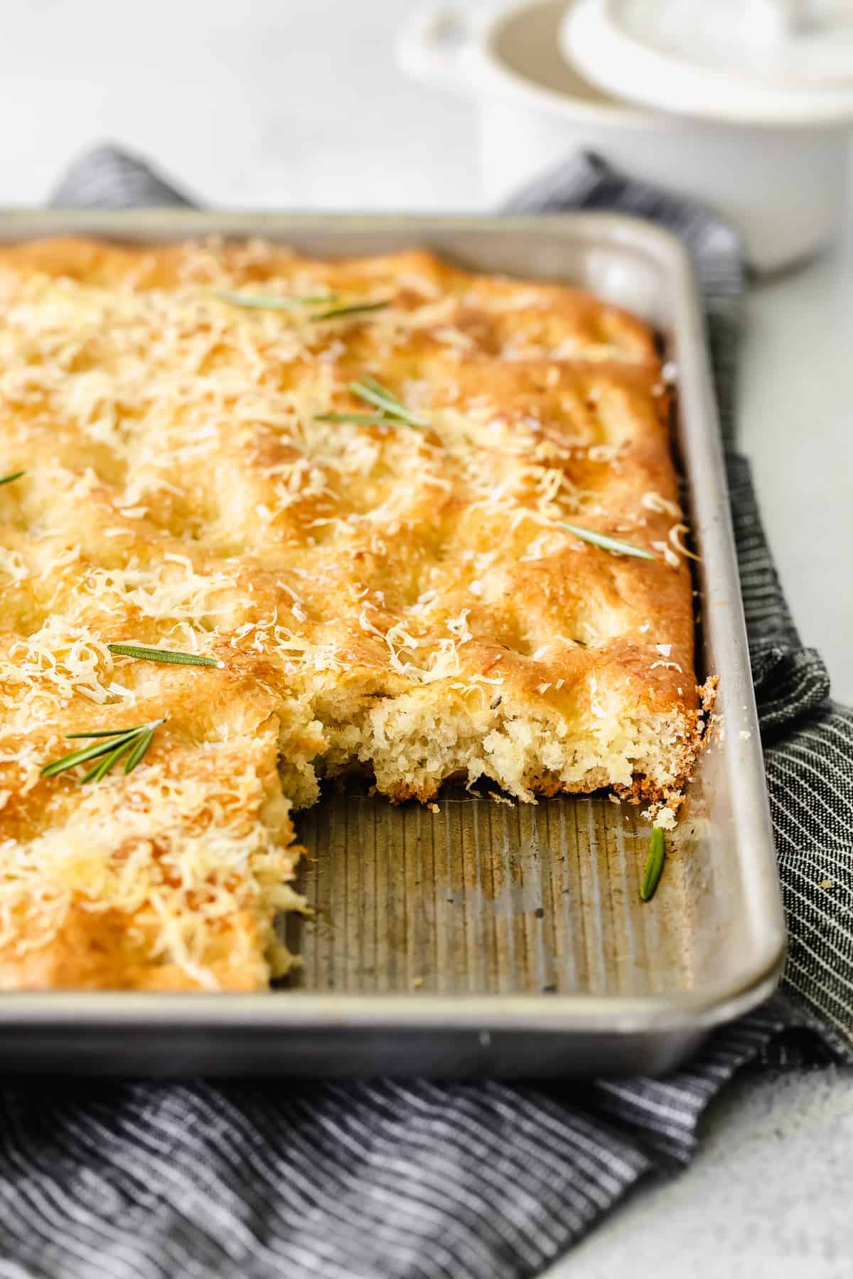 focaccia bread in pan