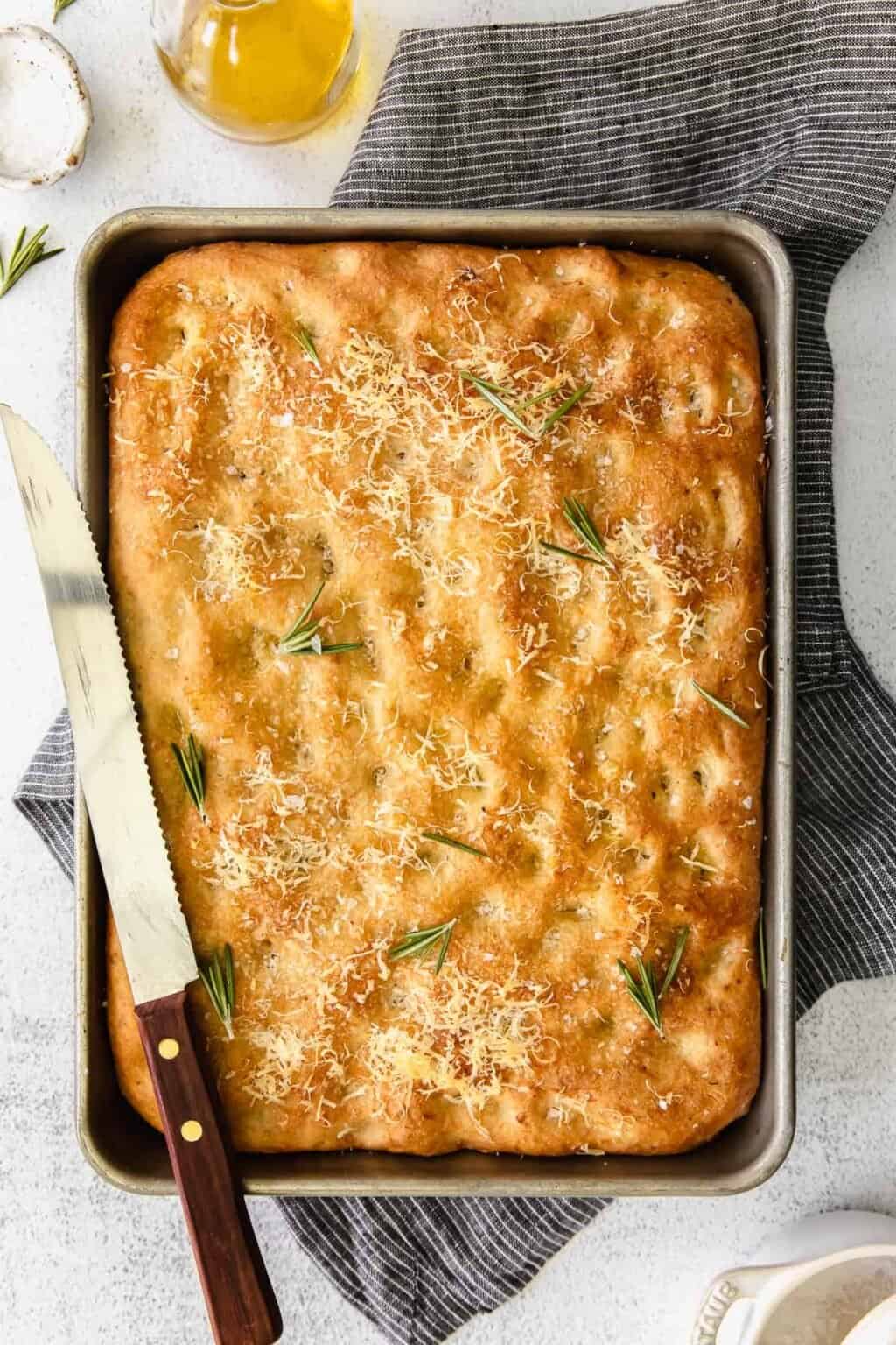 Parmesan Rosemary Focaccia Bread - The Cheese Knees