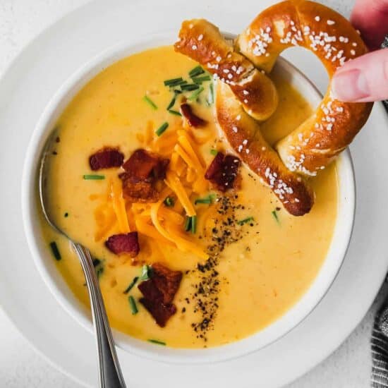 beer cheese soup in a bowl