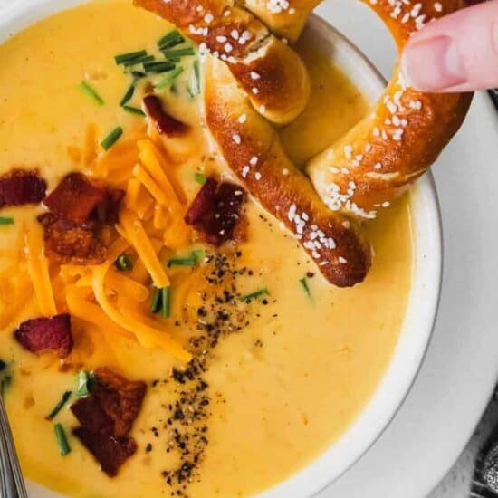 beer cheese soup in a bowl