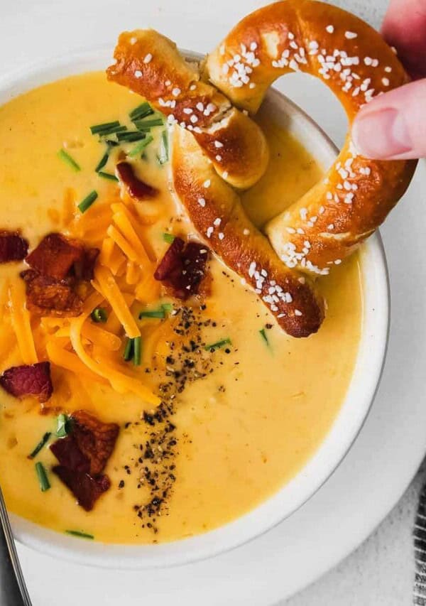 beer cheese soup in a bowl