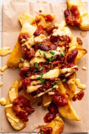 a pile of chili cheese fries