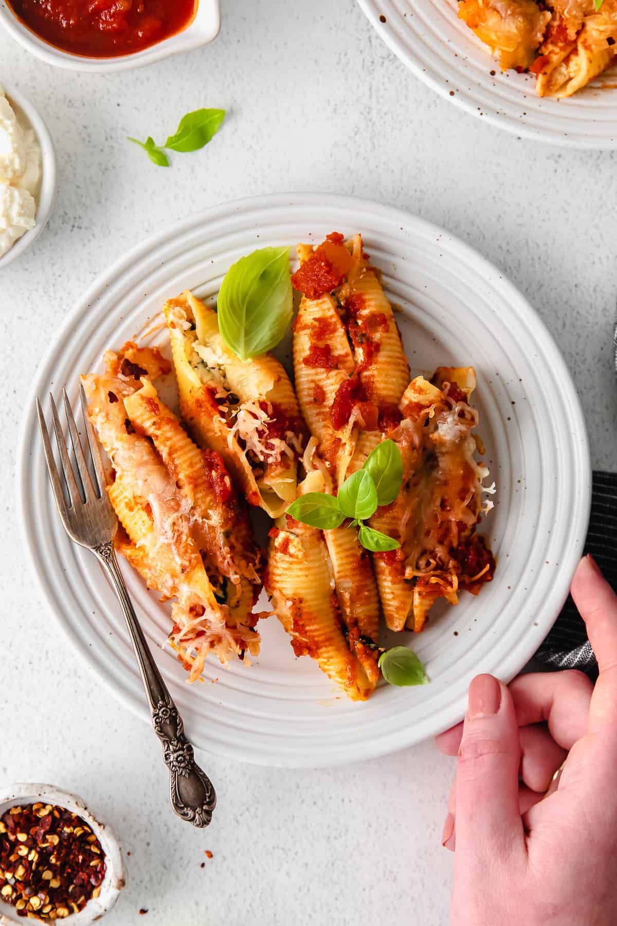 ricotta stuffed shells on a plate