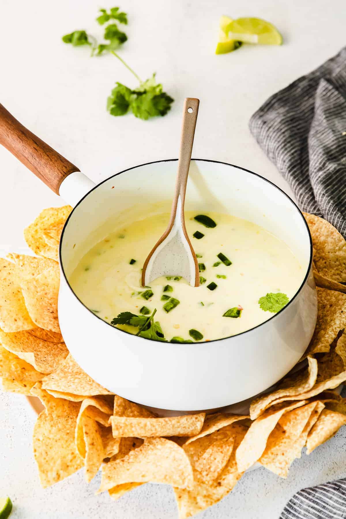 Queso dip in pot.