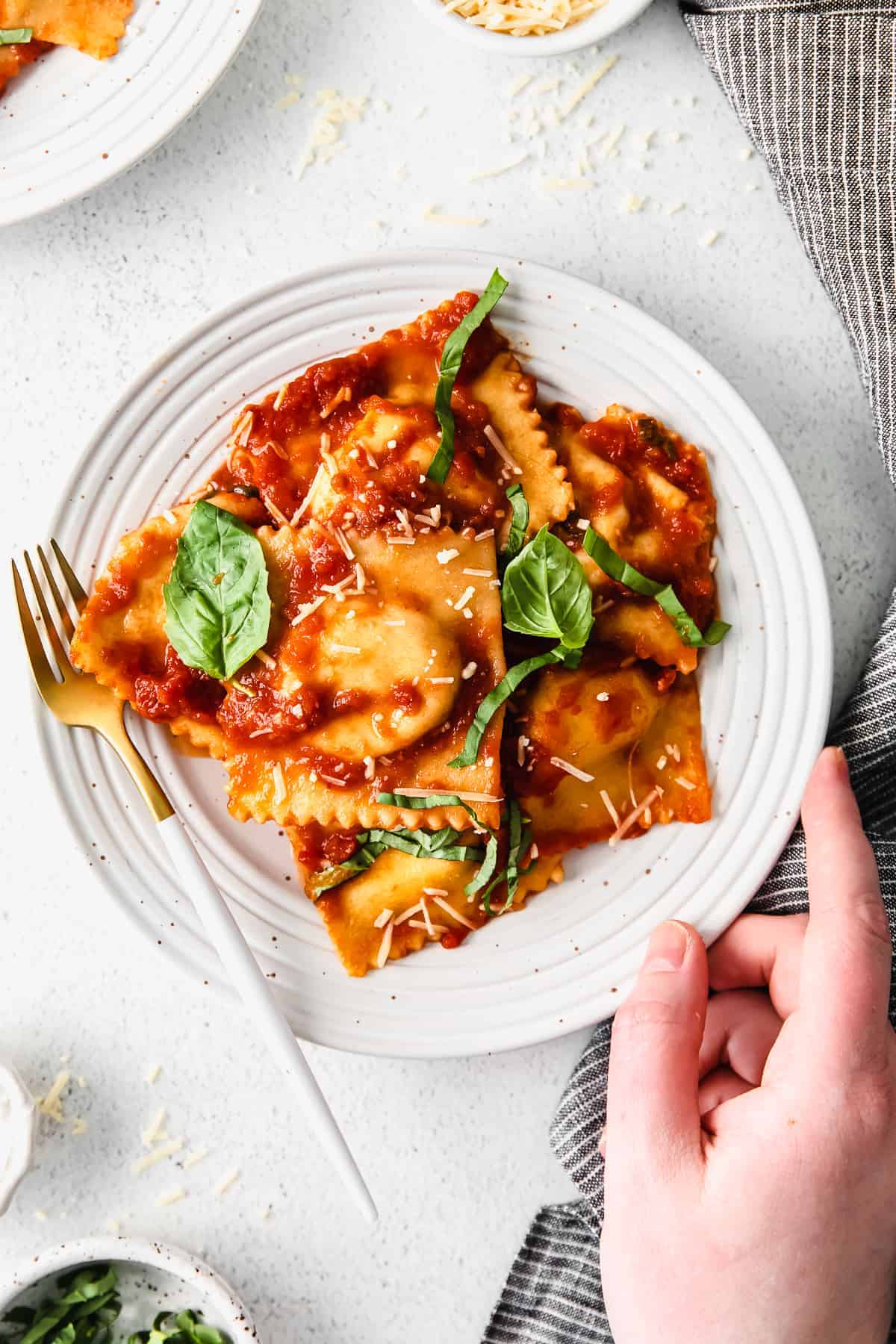 homemade cheese ravioli on a plate