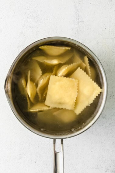 a bowl of cheese ravioli
