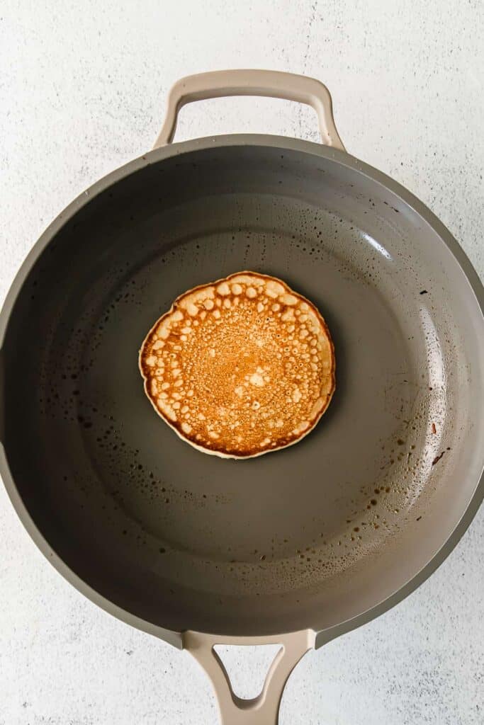 cream cheese pancake in a skillet
