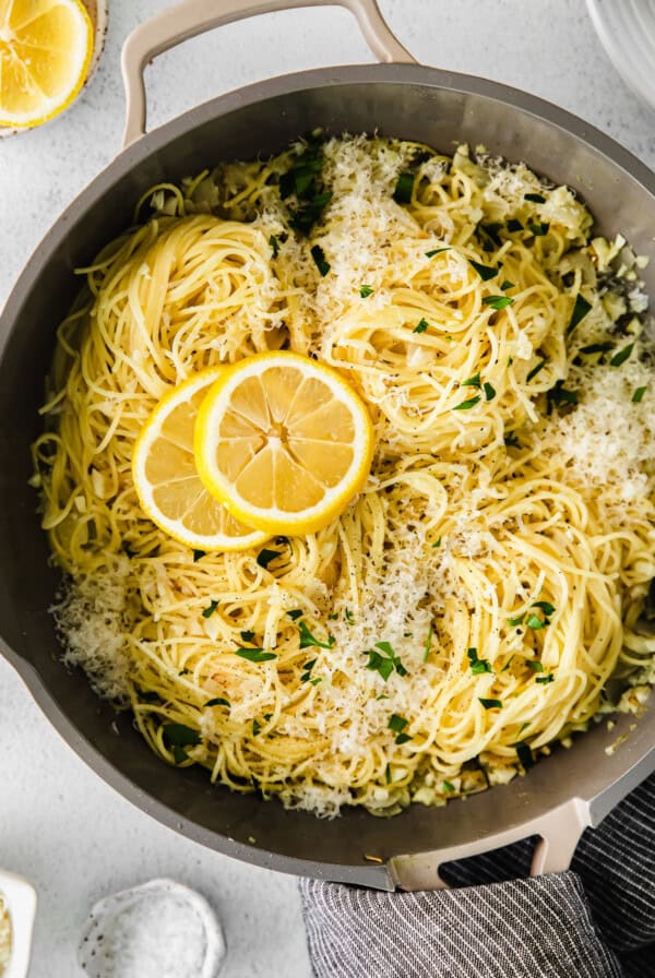 pasta in frying pan