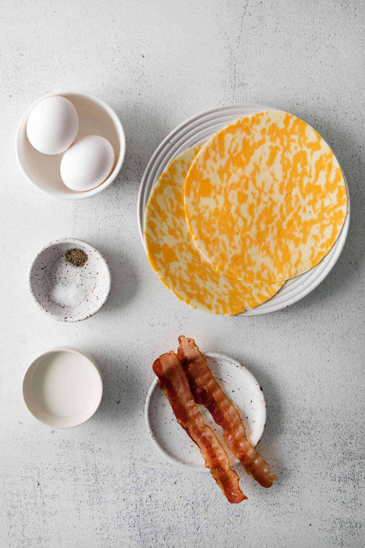 ingredients for bacon and egg breakfast taquitos 