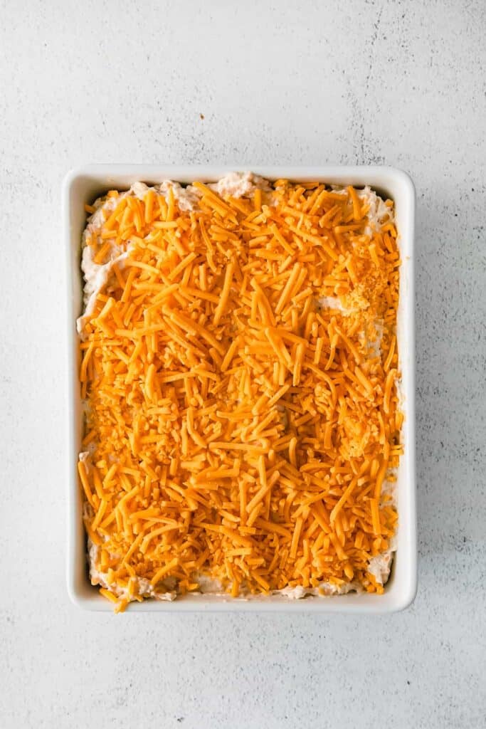 shredded cheese on top of dip