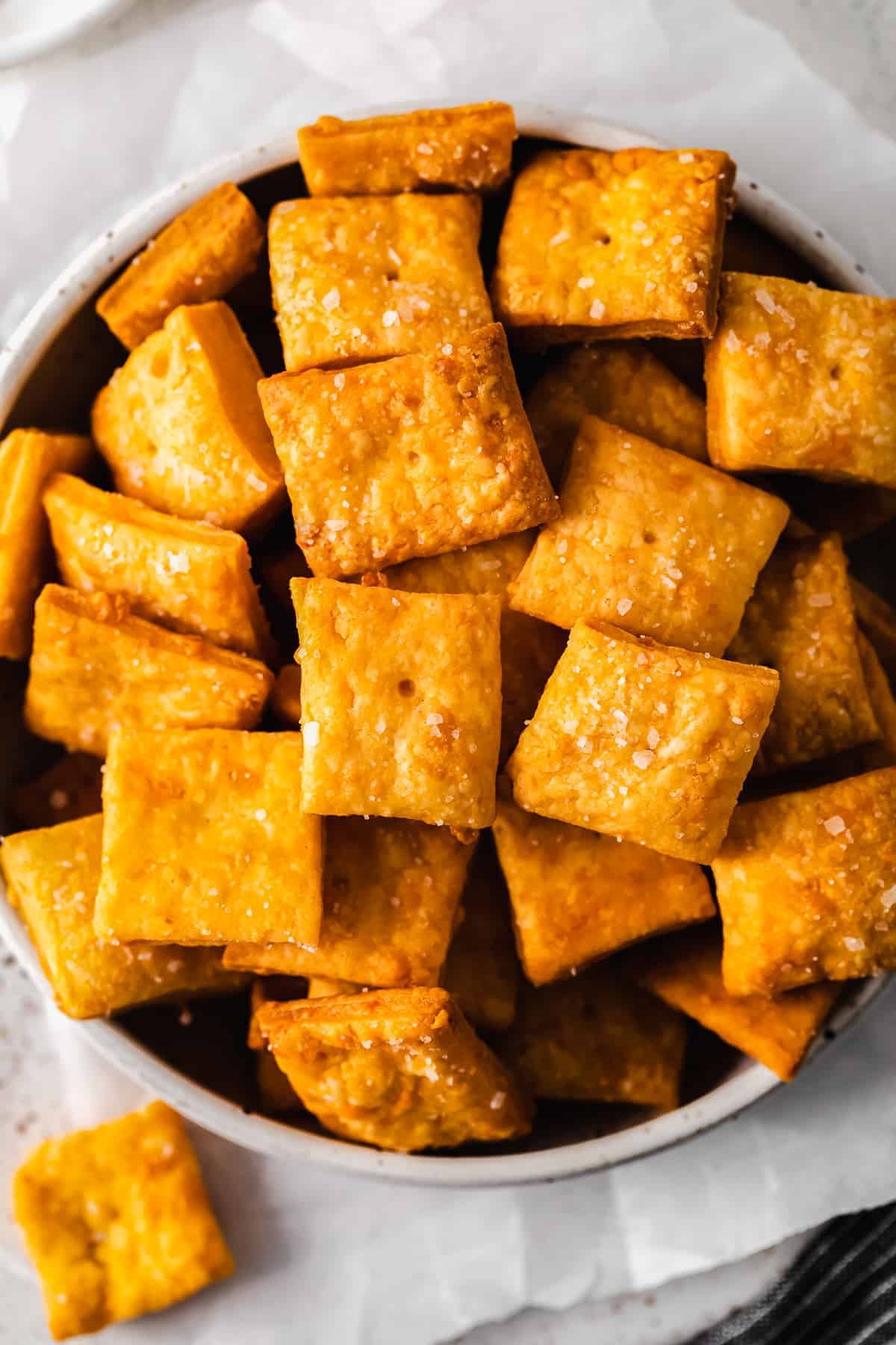 Crackers in bowl.