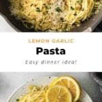 garlic butter pasta in frying pan