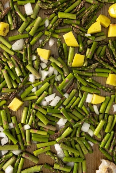 veggies on baking sheet