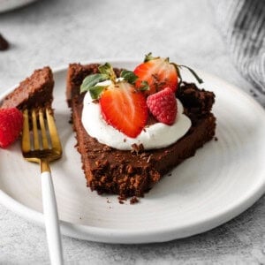 A slice of chocolate tart