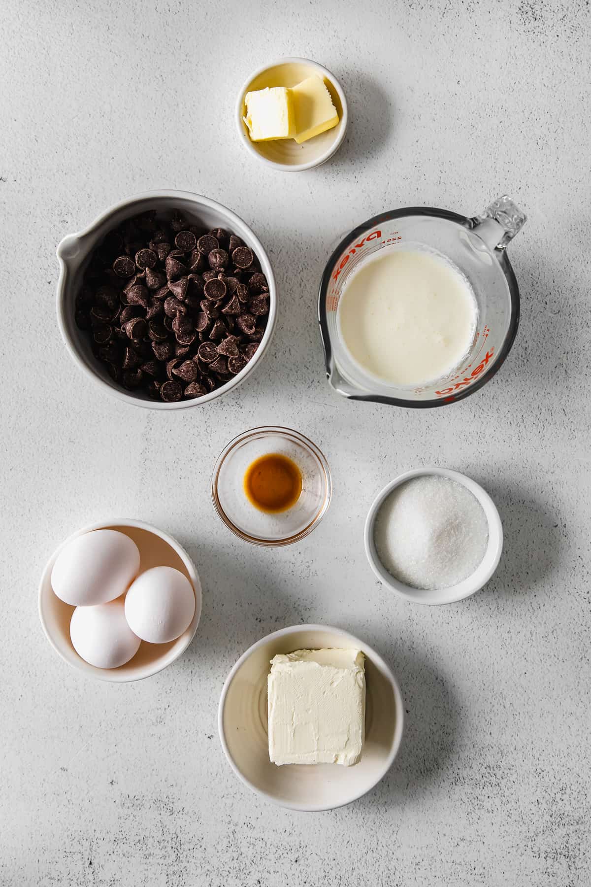 Ingredients in small separate bowls. 