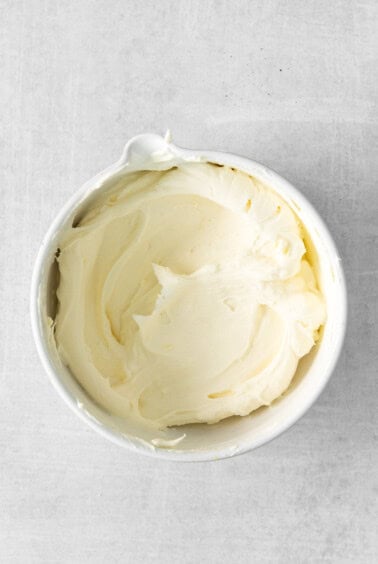 butter spread on a slice of mascarpone toast.