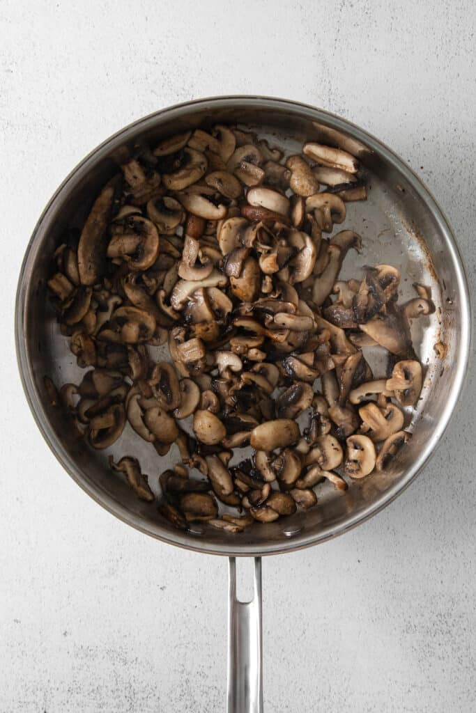 cooked mushrooms in skillet