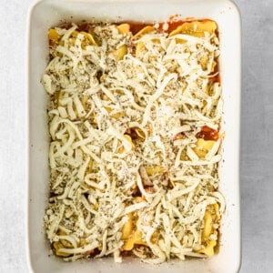 Read to bake ravioli casserole.