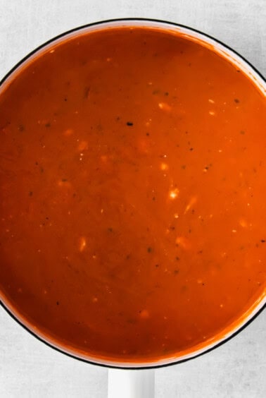 Creamy Marinara Sauce in a saucepan