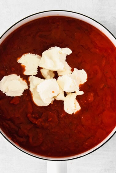 Baked Ravioli in a sauce pan