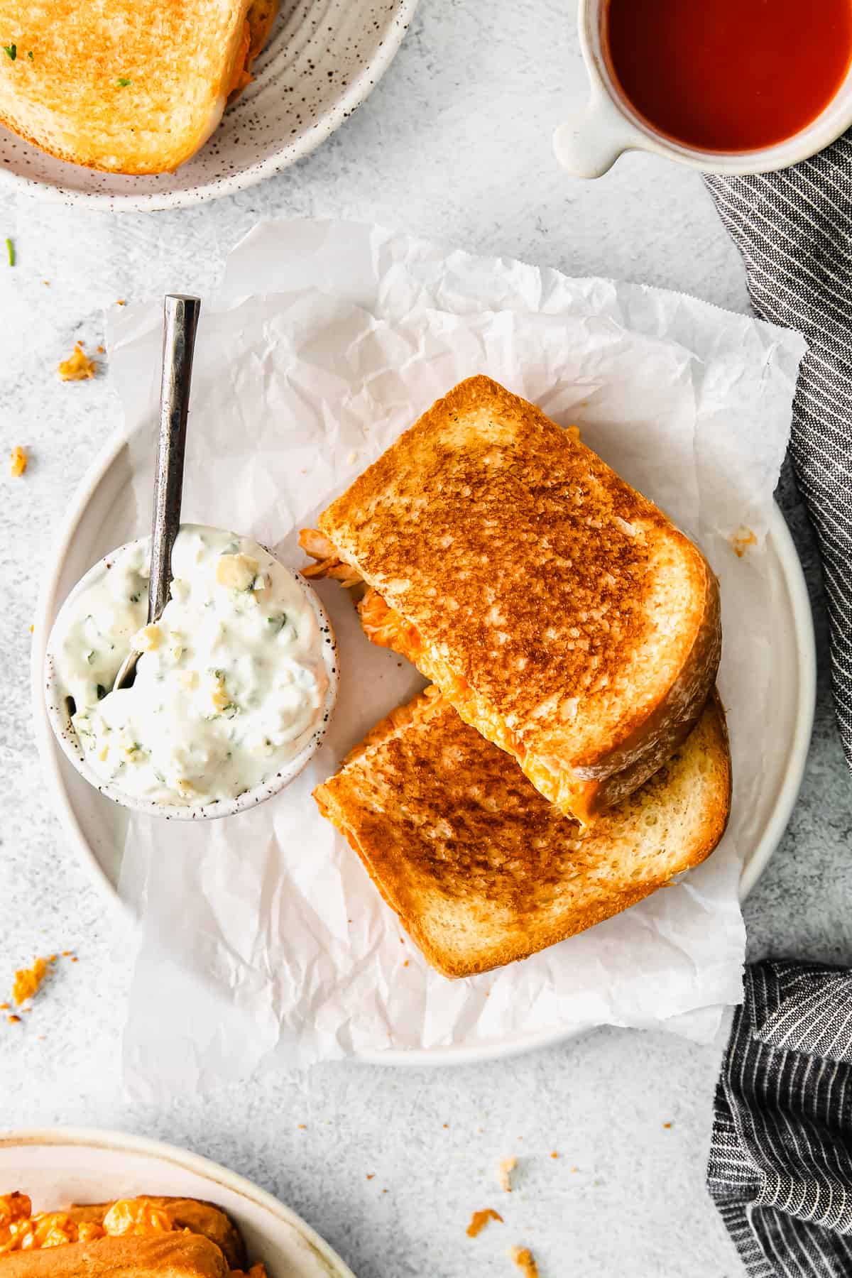 Grilled cheese on plate.
