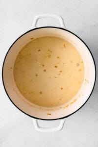 Pasta sauce that has heavy cream in the Dutch oven.