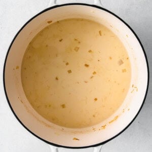 Pasta sauce that has heavy cream in the Dutch oven.