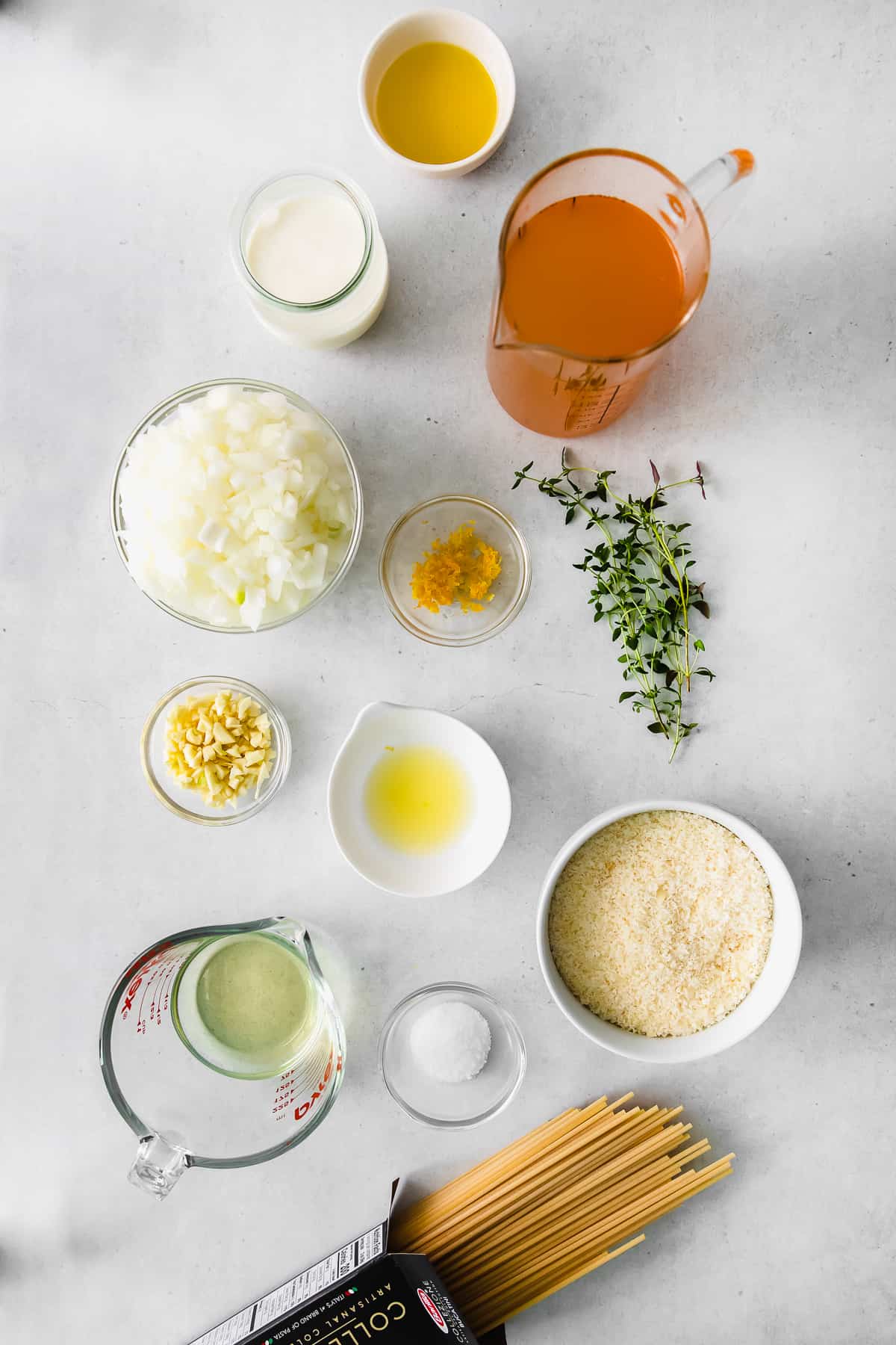 Garlic parmesan pasta ingredients.