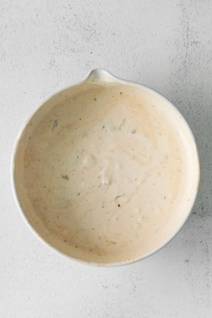 queso fresco cream sauce in a bowl.