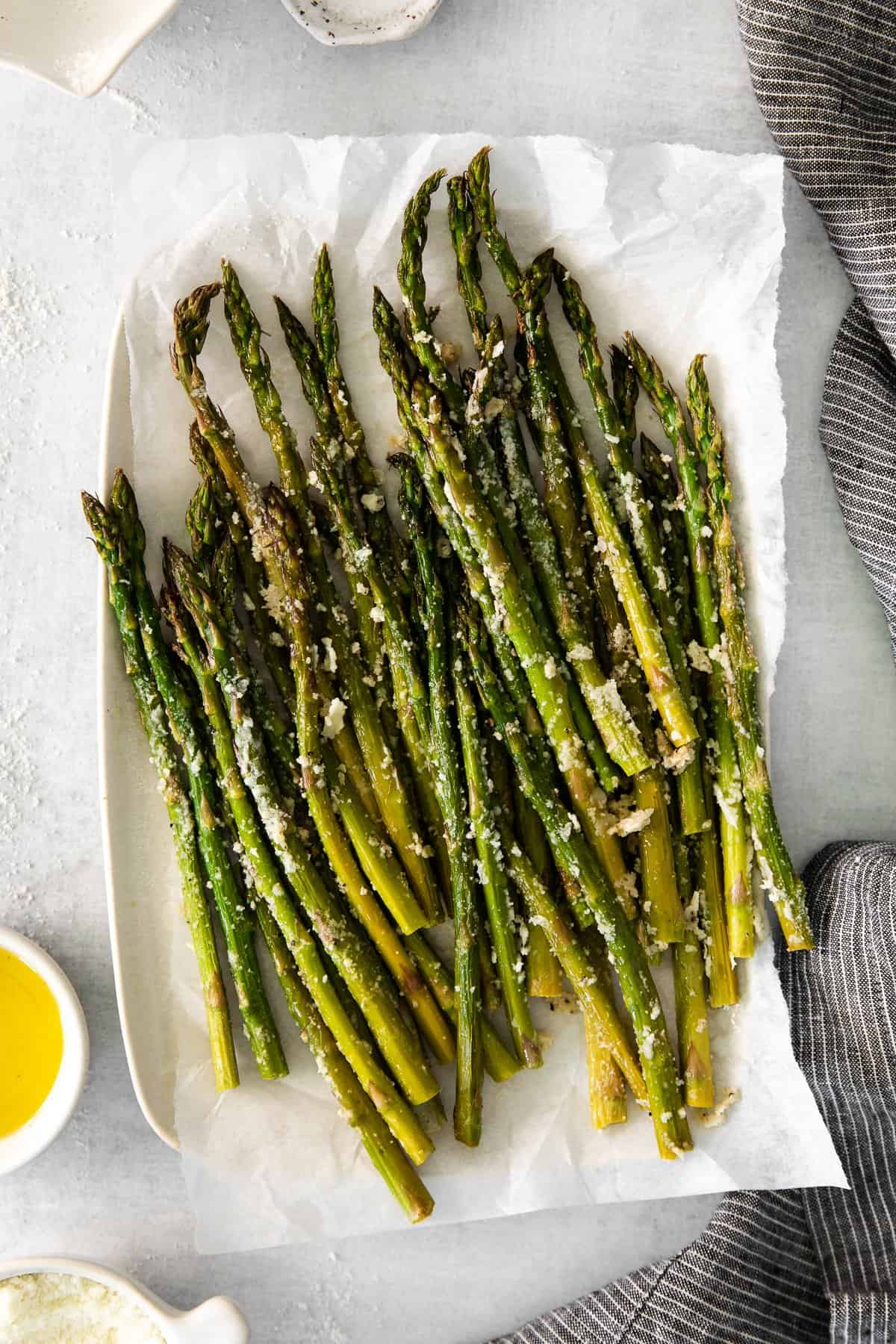 parmesan asparagus on a plate