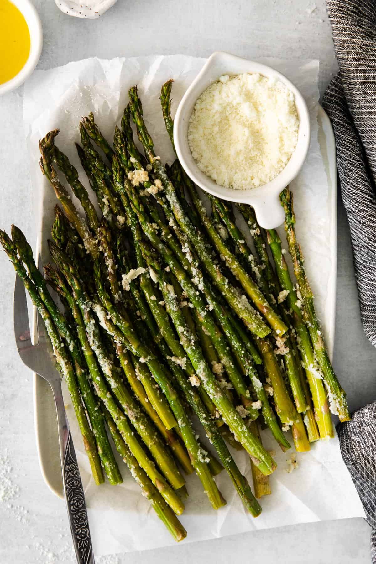 parmesan asparagus on a plate