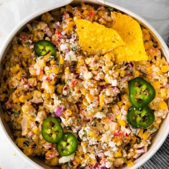 a bowl of mexican corn salad