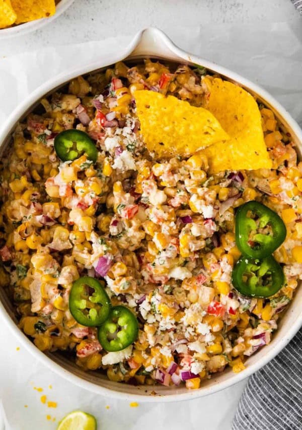 a bowl of mexican corn salad