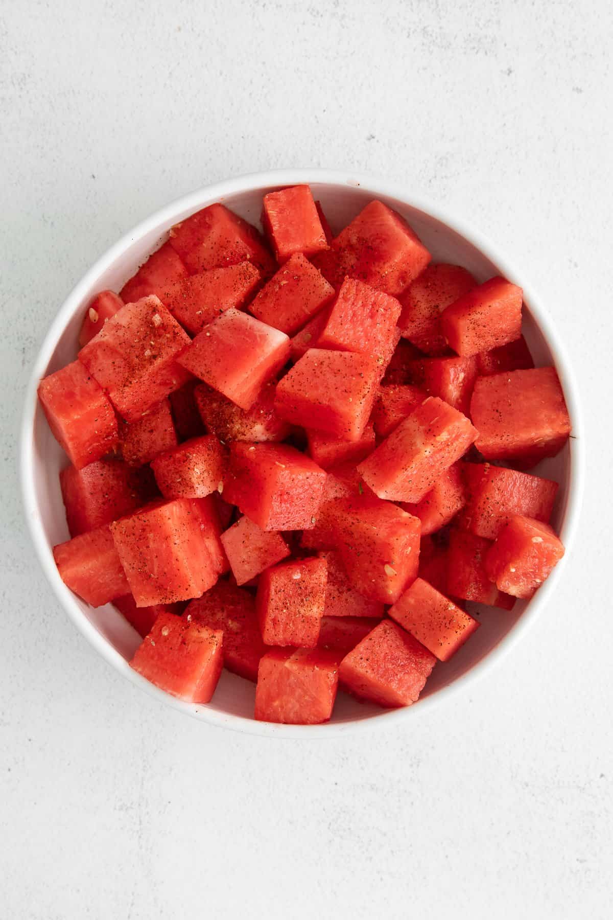 diced watermelon in bowl.