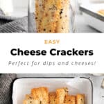 cheese crackers with sesame seeds in a bowl.
