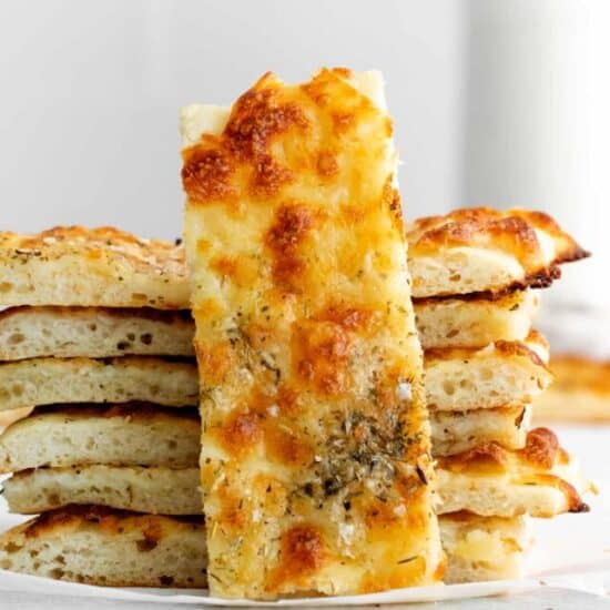 a stack of cheese bread