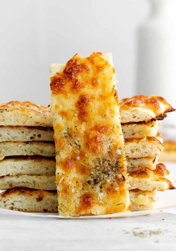 a stack of cheese bread