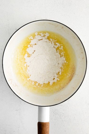 flour and butter in pot.