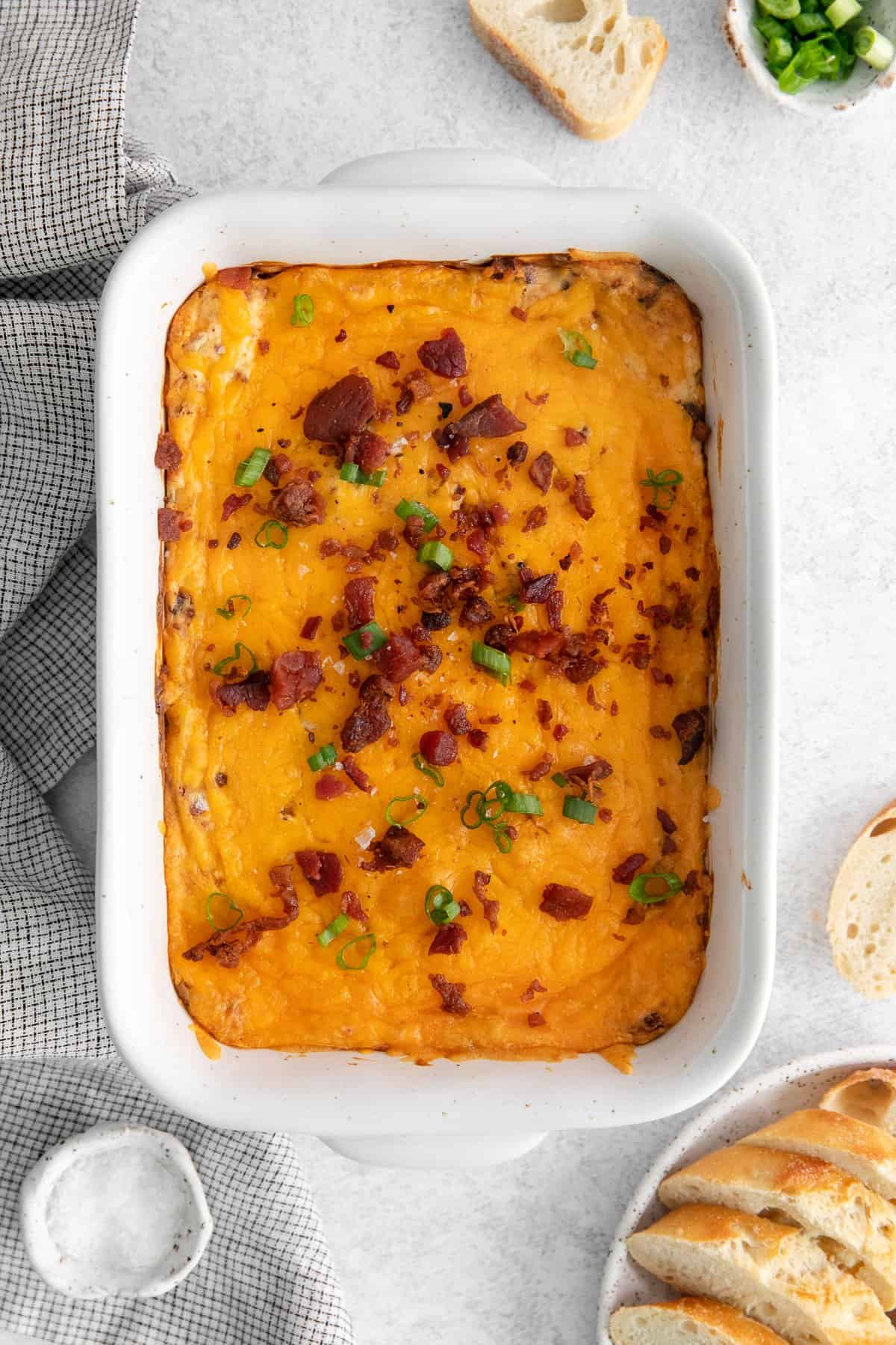 cream cheese dip in baking dish.