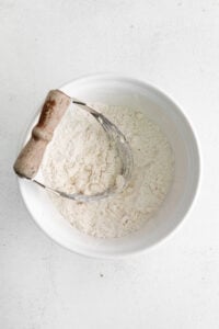 cutting butter into dough.