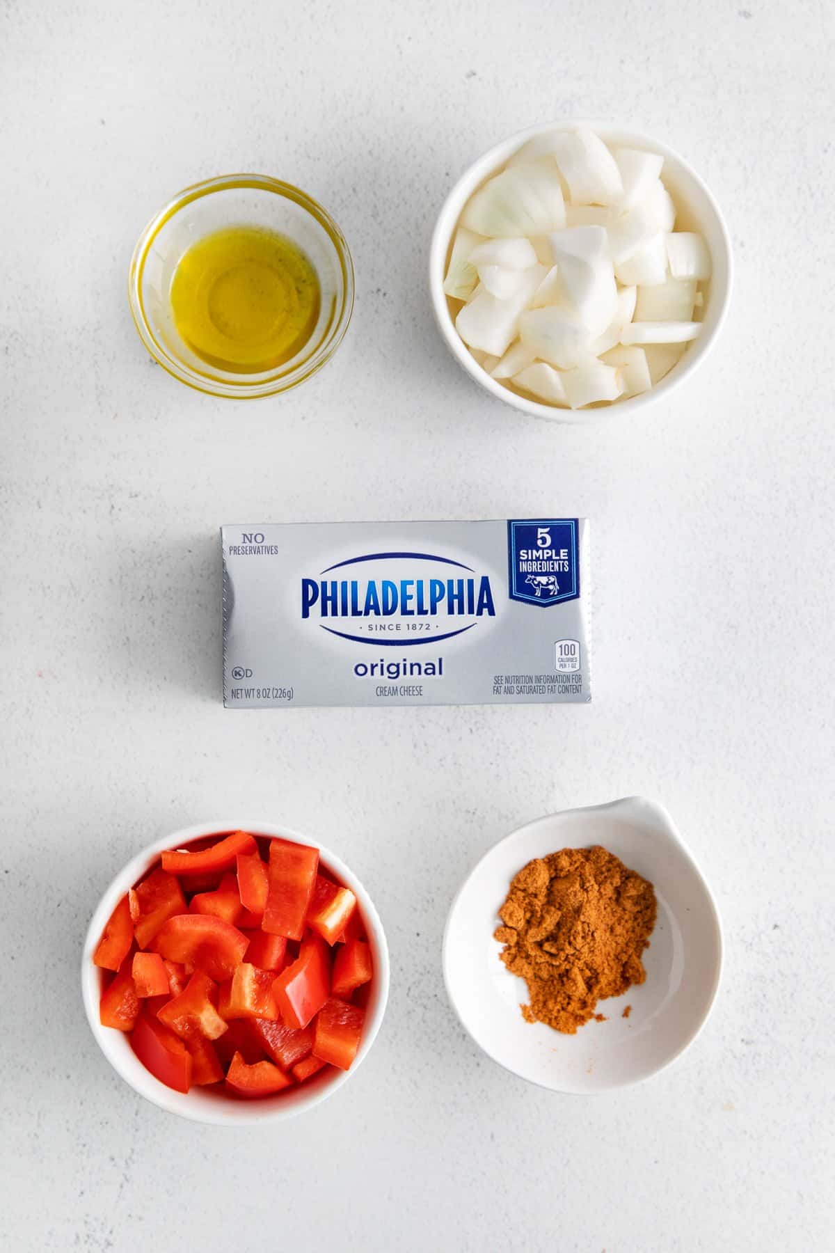 Ingredients for smoked cream cheese.
