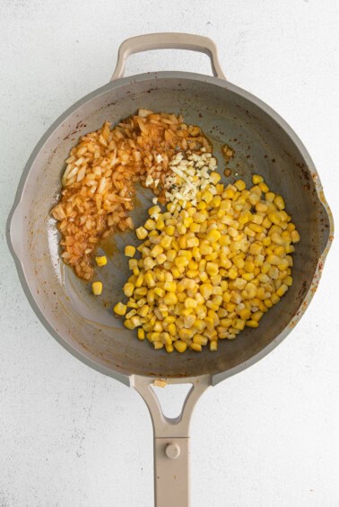 corn in skillet.