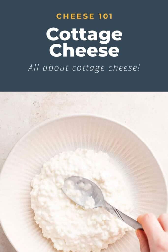 Cottage cheese in a bowl with a spoon.