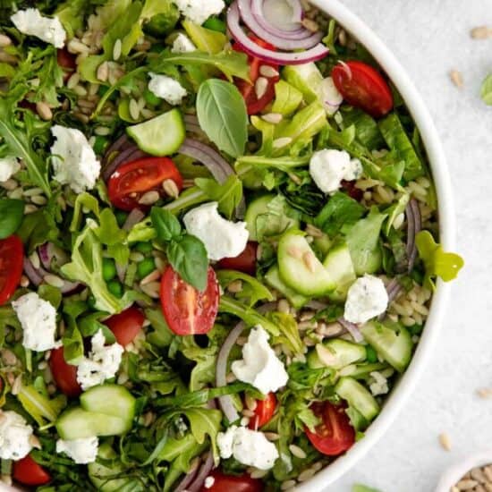 Lemon Orzo Salad with Goat Cheese