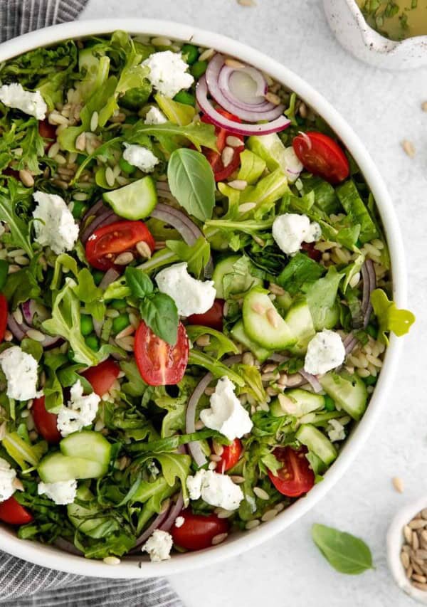 Lemon Orzo Salad with Goat Cheese