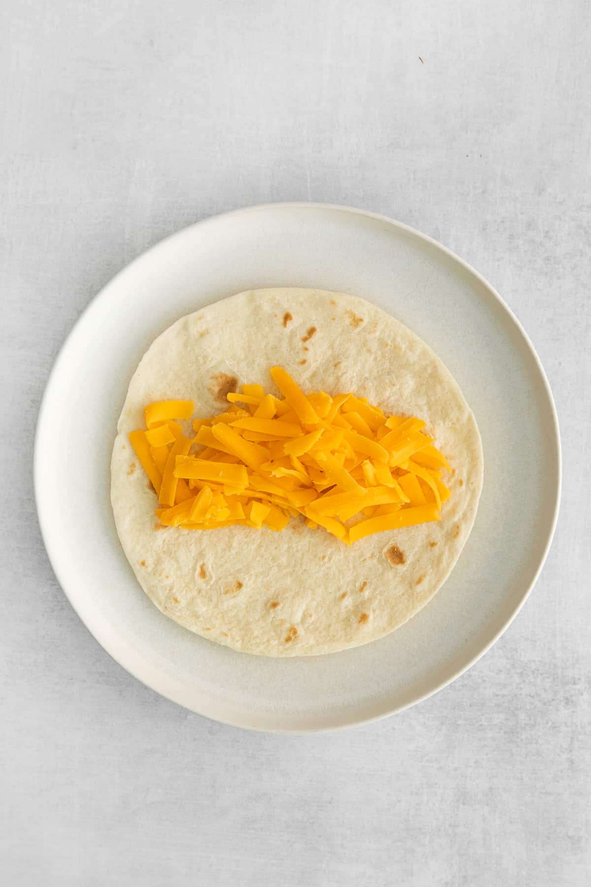cheese on a tortilla.